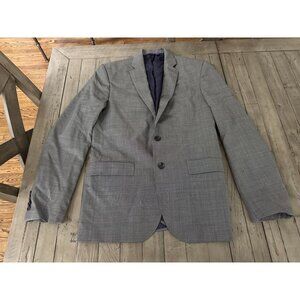 Ted Baker Sport Coat Mens 40R Gray Windowpane Two Button Wool Blend